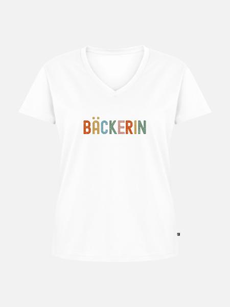 Bäckerin - Frauen Premium Bio T-Shirt mit V-Ausschnitt - Weiß