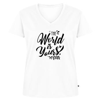 féminisme - T-shirt encolure en V Premium bio Femme - blanc - Devant - AI Model Female 172 dark (172cm)