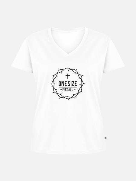 Christlich - Dornenkrone - Frauen Premium Bio T-Shirt mit V-Ausschnitt - Weiß