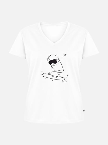 Chillions Snowboarder - Frauen Premium Bio T-Shirt mit V-Ausschnitt - Weiß