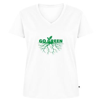 Durabilité - T-shirt encolure en V Premium bio Femme - blanc - Devant - AI Model Female 172 dark (172cm)