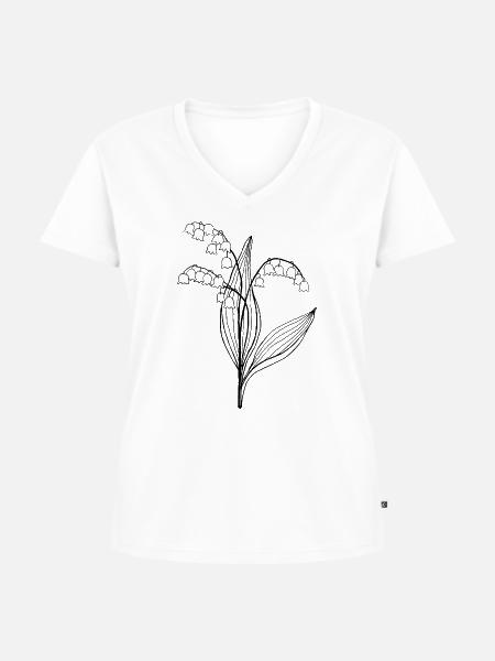 Maiglöckchen – Convallaria – botanisch - Frauen Premium Bio T-Shirt mit V-Ausschnitt - Weiß