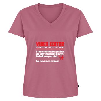 Video Editor Filmemacher Videofilmer - Frauen Premium Bio T-Shirt mit V-Ausschnitt - Mauve - Vorne - AI Model Female 172 dark (172cm)