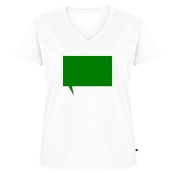 Textnachricht Vorlage zum selber gestalten - Frauen Premium Bio T-Shirt mit V-Ausschnitt - Weiß - Vorne - AI Model Female 172 dark (172cm)