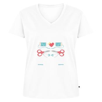 Bastler Basteln - Frauen Premium Bio T-Shirt mit V-Ausschnitt - Weiß - Vorne - AI Model Female 172 dark (172cm)