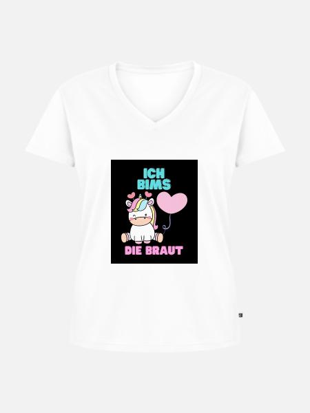 Die Braut – Poltern, Brautparty Var.1 - Frauen Premium Bio T-Shirt mit V-Ausschnitt - Weiß