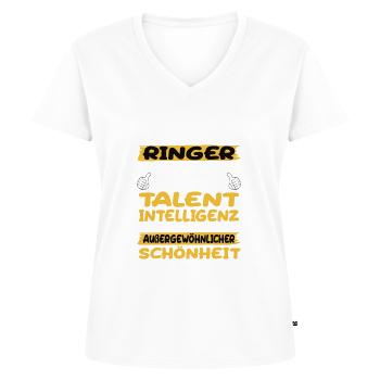 Ringer ein Paradebeispiel Ringen - Frauen Premium Bio T-Shirt mit V-Ausschnitt - Weiß - Vorne - AI Model Female 172 dark (172cm)