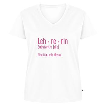 Lehrerin Lehrerinnen Schule Pädagogin Unterricht - Frauen Premium Bio T-Shirt mit V-Ausschnitt - Weiß - Vorne - AI Model Female 172 dark (172cm)