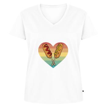 Corn Dog Corndog - Women's Premium Organic V-neck T-shirt - white - Front - AI Model Female 172 dark (172cm)