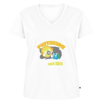 Total Solar Eclipse 2024 Totality Photobomb Sun - Frauen Premium Bio T-Shirt mit V-Ausschnitt - Weiß - Vorne - AI Model Female 172 dark (172cm)