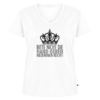 Niederknien Reicht - Frauen Premium Bio T-Shirt mit V-Ausschnitt - Weiß - Vorne - AI Model Female 172 dark (172cm)