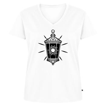 Lanterne solaire - T-shirt encolure en V Premium bio Femme - blanc - Devant - AI Model Female 172 dark (172cm)