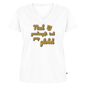 Nicht geschumpfen ist genug gelobt - schwäbisch - Frauen Premium Bio T-Shirt mit V-Ausschnitt - Weiß - Vorne - AI Model Female 172 dark (172cm)