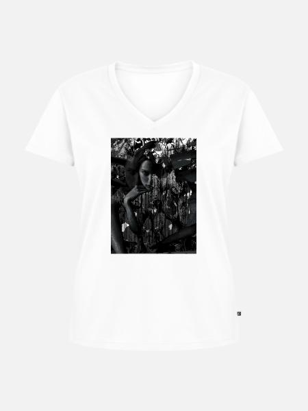 Ich sehe dich - Frauen Premium Bio T-Shirt mit V-Ausschnitt - Weiß