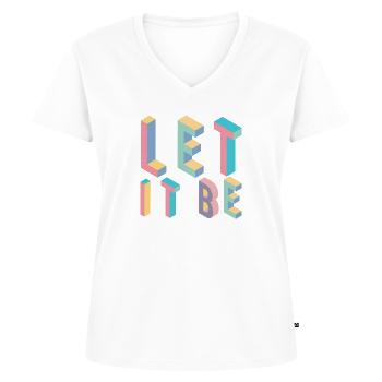Lett it be,Typografie - Frauen Premium Bio T-Shirt mit V-Ausschnitt - Weiß - Vorne - AI Model Female 172 dark (172cm)