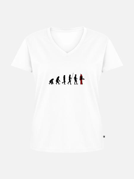 Evolution - Roboter - Frauen Premium Bio T-Shirt mit V-Ausschnitt - Weiß