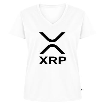 XRP Logo Krypto Bitcoin Ripple Spruch Geschenk - Frauen Premium Bio T-Shirt mit V-Ausschnitt - Weiß - Vorne - AI Model Female 172 dark (172cm)