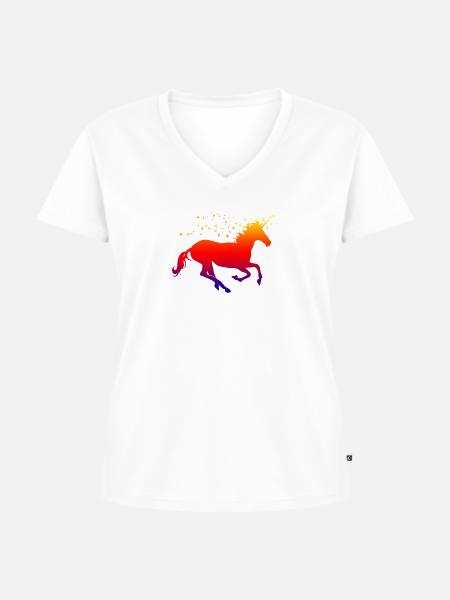 Einhorn Funkeln - Frauen Premium Bio T-Shirt mit V-Ausschnitt - Weiß