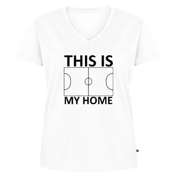 Football football pitch - Women's Premium Organic V-neck T-shirt - white - Front - AI Model Female 172 dark (172cm)