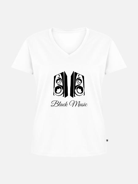 Black Music - Frauen Premium Bio T-Shirt mit V-Ausschnitt - Weiß