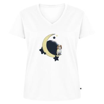 Cavalier King Charles Spaniel - Frauen Premium Bio T-Shirt mit V-Ausschnitt - Weiß - Vorne - AI Model Female 172 dark (172cm)
