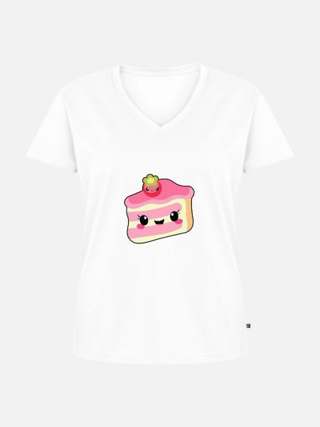 Torten Stück - Frauen Premium Bio T-Shirt mit V-Ausschnitt - Weiß