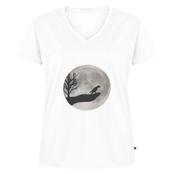 Papagei Zeichnung - Frauen Premium Bio T-Shirt mit V-Ausschnitt - Weiß - Vorne - AI Model Female 172 dark (172cm)