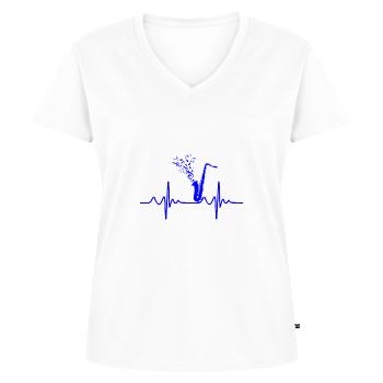 Saxophon - Frauen Premium Bio T-Shirt mit V-Ausschnitt - Weiß - Vorne - AI Model Female 172 dark (172cm)
