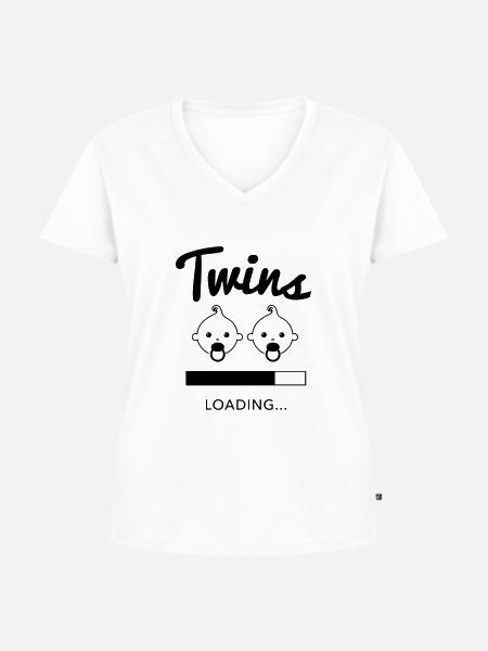 Twins Two Baby Boys - Frauen Premium Bio T-Shirt mit V-Ausschnitt - Weiß