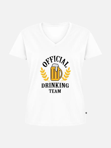 official_drinking_team - Frauen Premium Bio T-Shirt mit V-Ausschnitt - Weiß