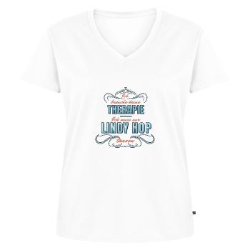 Lindy Hop Tanzen Lindy Hopper Geschenk - Frauen Premium Bio T-Shirt mit V-Ausschnitt - Weiß - Vorne - AI Model Female 172 dark (172cm)
