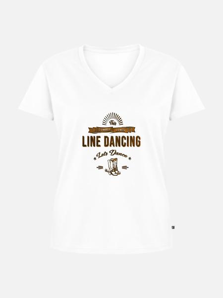Line Dancer Linedance Geschenk - Frauen Premium Bio T-Shirt mit V-Ausschnitt - Weiß