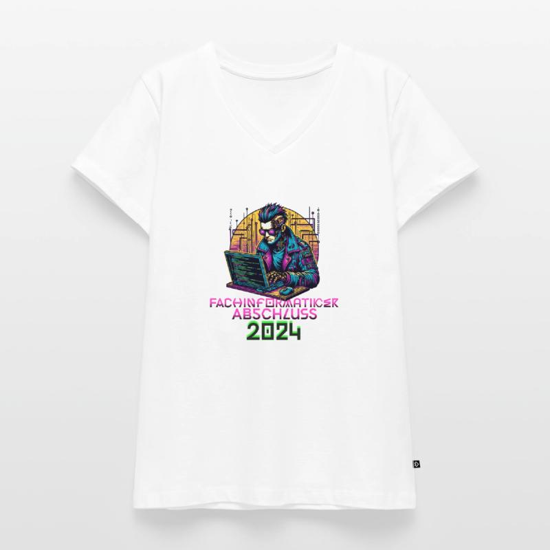 Fachinformatiker Abschluss Softwareentwickler Code Frauen Premium Bio T-Shirt mit V-Ausschnitt