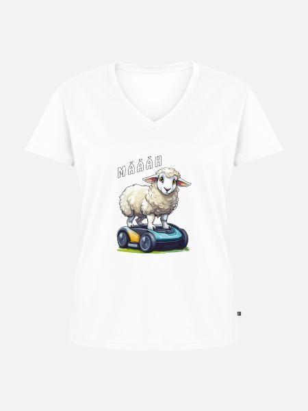 SCHAF MÄHROBOTER MÄÄÄH - Frauen Premium Bio T-Shirt mit V-Ausschnitt - Weiß