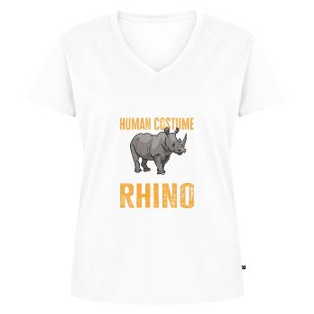 Nashorn Rhino Einhorn - Frauen Premium Bio T-Shirt mit V-Ausschnitt - Weiß - Vorne - AI Model Female 172 dark (172cm)