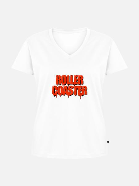 Achterbahn - Frauen Premium Bio T-Shirt mit V-Ausschnitt - Weiß