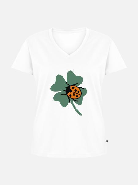 Kleeblatt - Frauen Premium Bio T-Shirt mit V-Ausschnitt - Weiß