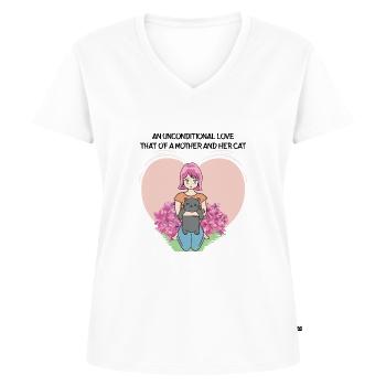 Fête des mères chat mignon mère - T-shirt encolure en V Premium bio Femme - blanc - Devant - AI Model Female 172 dark (172cm)