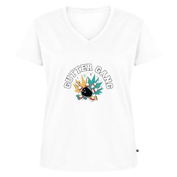 Gutter Gang Funny Bowling Team Club Coach Bowler - Women's Premium Organic V-neck T-shirt - white - Front - AI Model Female 172 dark (172cm)
