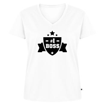 Boss Nummer eins - Frauen Premium Bio T-Shirt mit V-Ausschnitt - Weiß - Vorne - AI Model Female 172 dark (172cm)