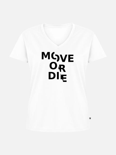 move or die - Frauen Premium Bio T-Shirt mit V-Ausschnitt - Weiß