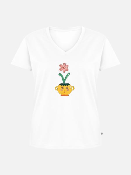 skeptische Blumenvase - Frauen Premium Bio T-Shirt mit V-Ausschnitt - Weiß