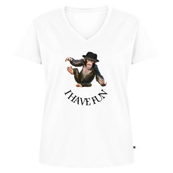 Affe Affen Affengesicht - Frauen Premium Bio T-Shirt mit V-Ausschnitt - Weiß - Vorne - AI Model Female 172 dark (172cm)