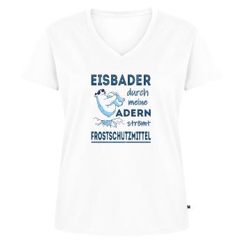 Eisbaden Eisbaden Winterbaden Eisschwimmen - Frauen Premium Bio T-Shirt mit V-Ausschnitt - Weiß - Vorne - AI Model Female 172 dark (172cm)