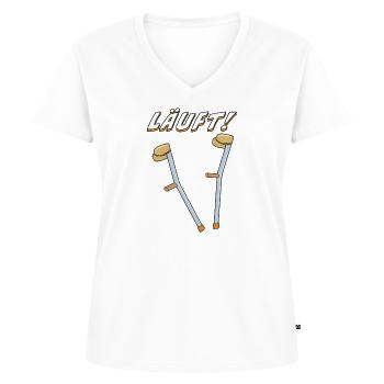 KRÜCKEN LÄUFT - Frauen Premium Bio T-Shirt mit V-Ausschnitt - Weiß - Vorne - AI Model Female 172 dark (172cm)