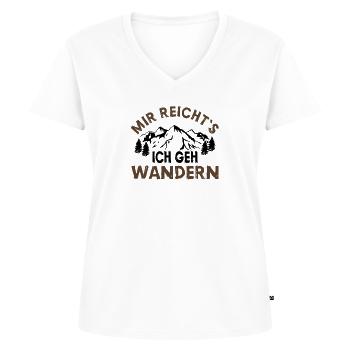 Mir reichts ich geh wandern - Frauen Premium Bio T-Shirt mit V-Ausschnitt - Weiß - Vorne - AI Model Female 172 dark (172cm)