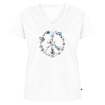 Peace - Frauen Premium Bio T-Shirt mit V-Ausschnitt - Weiß - Vorne - AI Model Female 172 dark (172cm)