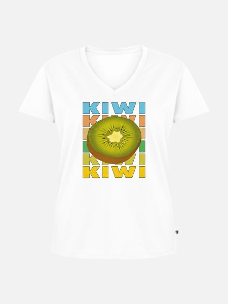 KIWI - Frauen Premium Bio T-Shirt mit V-Ausschnitt - Weiß