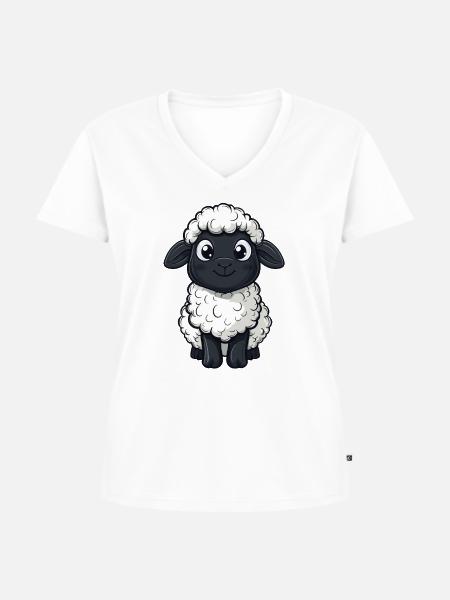 süßes schwarzes Schaaf :) - Frauen Premium Bio T-Shirt mit V-Ausschnitt - Weiß