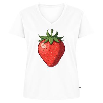 Fraise - T-shirt encolure en V Premium bio Femme - blanc - Devant - AI Model Female 172 dark (172cm)